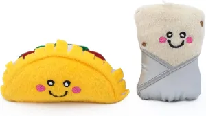 ZippyClaws NomNomz - Taco & Burrito Catnip Toy, Cute Cat Toys for Kittens & Indoor Cats, Funny Plush Cat Toy Gifts, Small Novelty Kitty Toys for Bored Cats